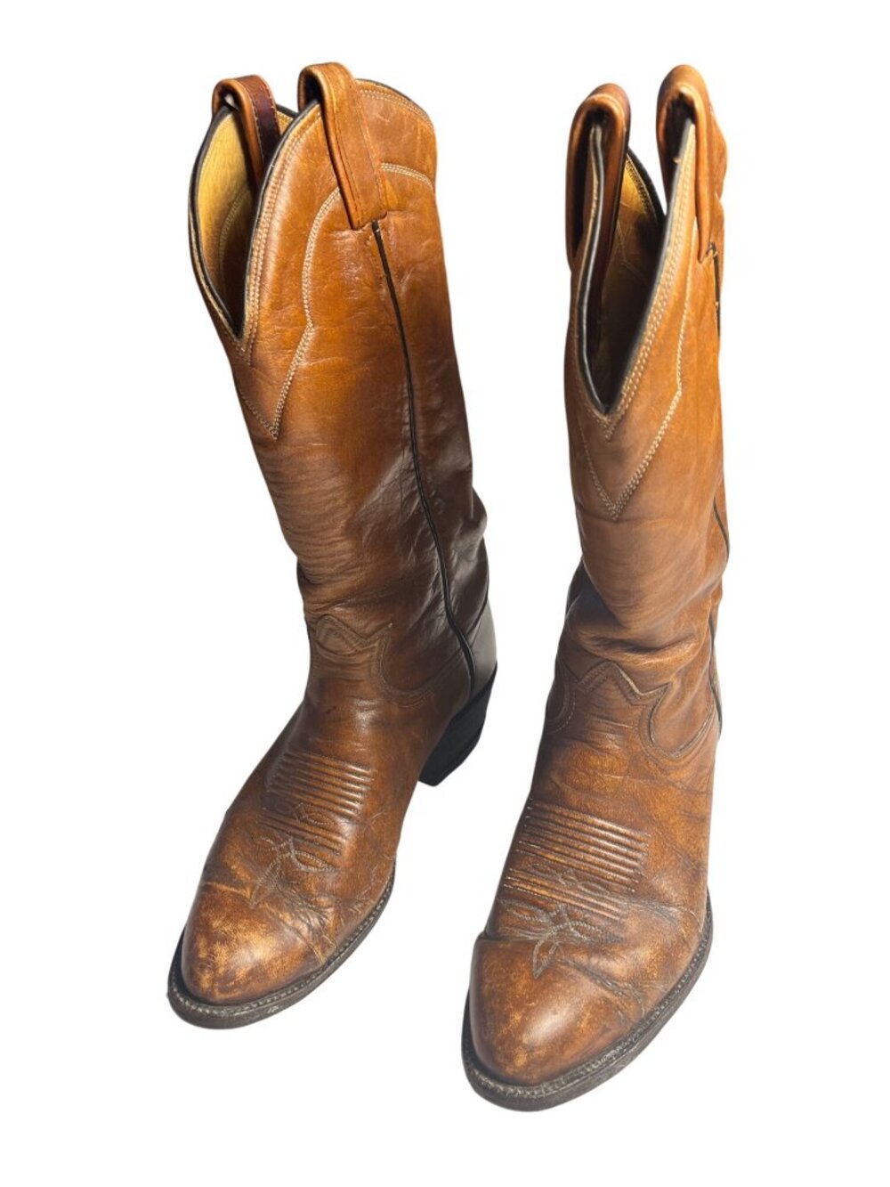 Tony Lama 5084 Vintage Mens Western Cowboy Boots Size 6.5 D Leather Cognac Brown